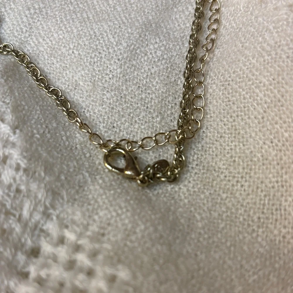 Premier Designs "CECE" Double-Sided Teal Blue Pendant Necklace NWT Gold Tone - Picture 8 of 12